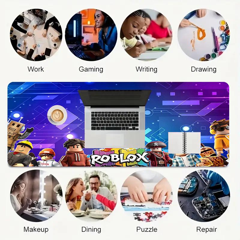Roblox World Xl Gaming Mouse Pad Nonslip Rubber Base Stitched Edge Waterproof Desk Mat For Pc Laptop Gamer Office Computer Accessories C929344