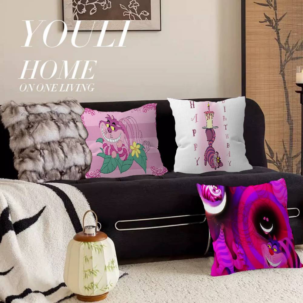 C-Cheshire Cat A-Alice Anime Pillow Cushion Cover Pillowcase Living Room Sofa Home Decor Customized