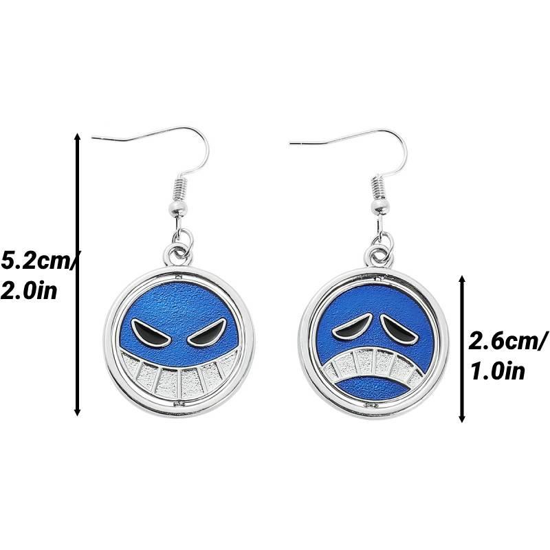 

Piece Ace One Anime Themed Earrings Alloy Material Unisex Blue Rotatable Gift