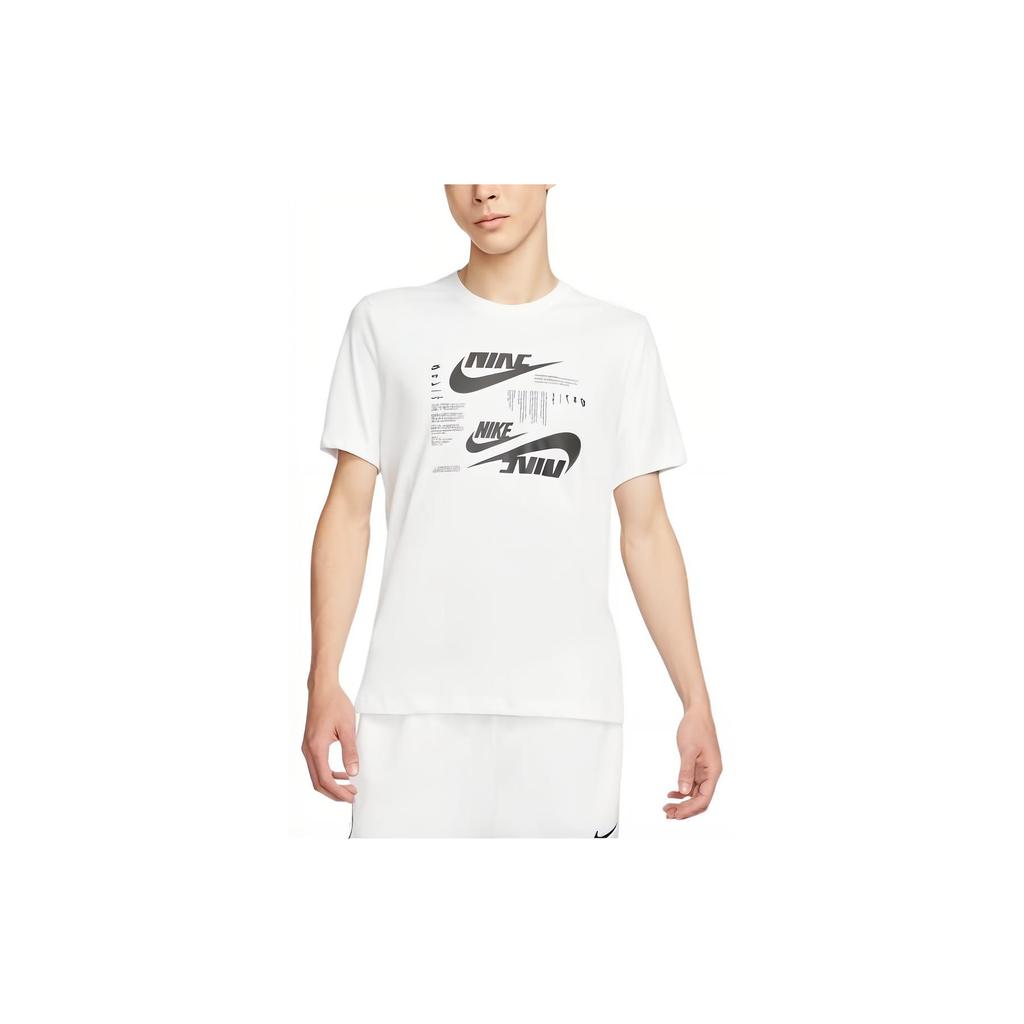 Nike חולצות טי גברים צווארון עגול לבן מידה בינונית גזרה ישרה DR7816-100