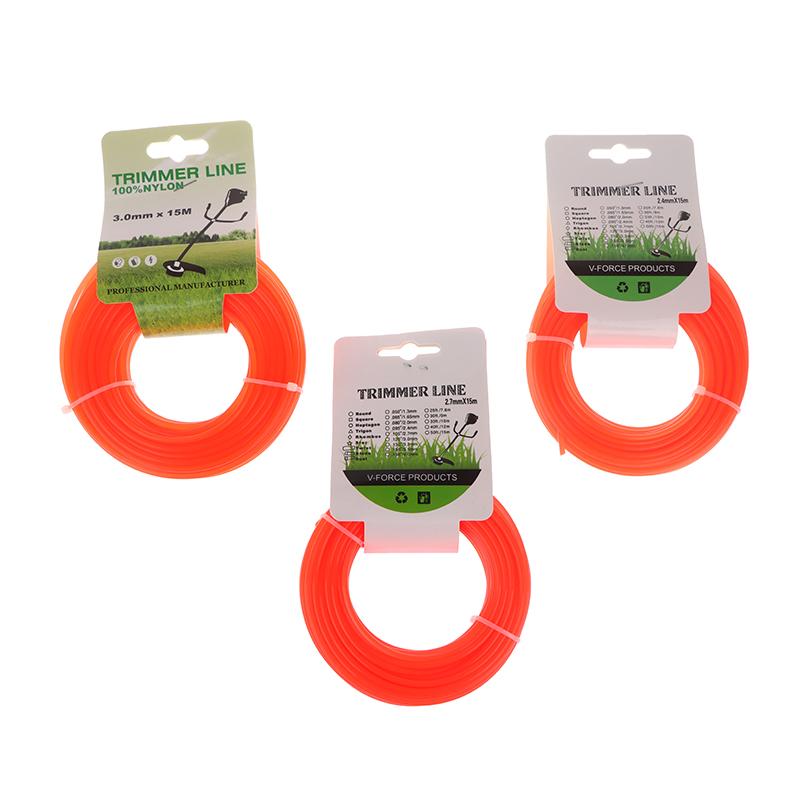 1Pc 15M*2.4Mm/2.7Mm/3Mm Mowing Nylon Grass Trimmer Rope Brush Cutter Line