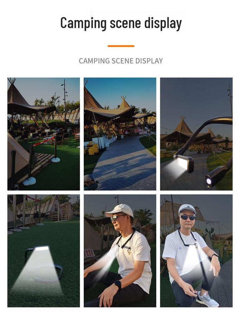 Rechargeable 3-Color Neck Reading Light - Portable, Dimmable, Ideal for Outdoor Camping and Night Reading
