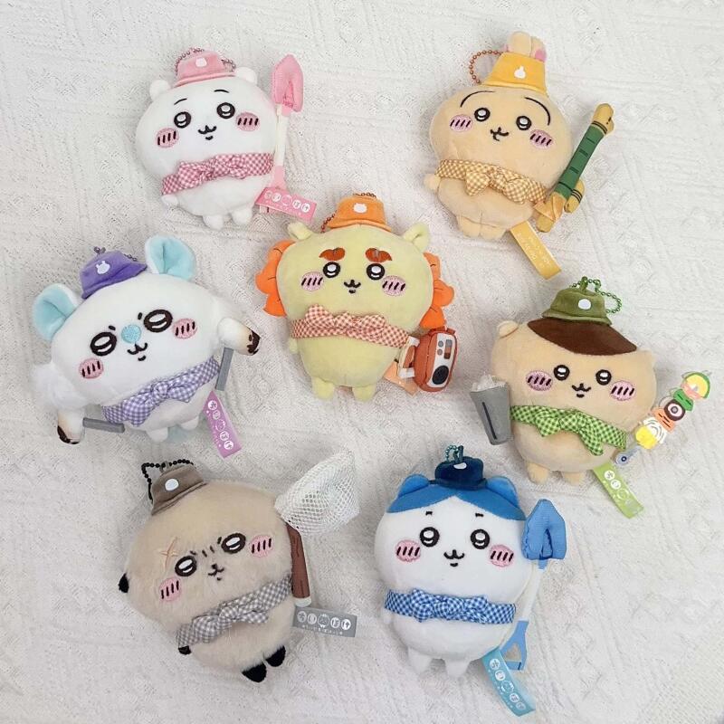 Nuovo Chiikawa Hachiware Usagi Kurimanju Serie Picnic Indossa un Cappello Scacchi Fiocco Modellazione Peluche Portachiavi Itabag Fascino Borsa Tela Regalo