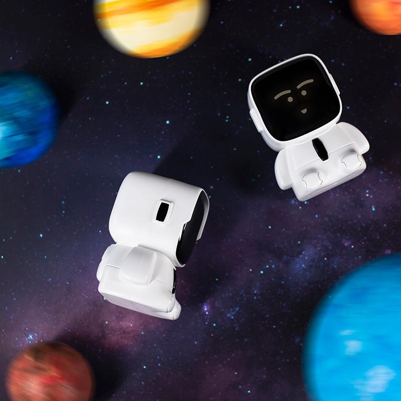 Cartoon Big Head Robot Digital Alarm Clock 12/24H Snooze Countdown Timer LED Adorable Emoji Display for Kids Desk Bedside Decor