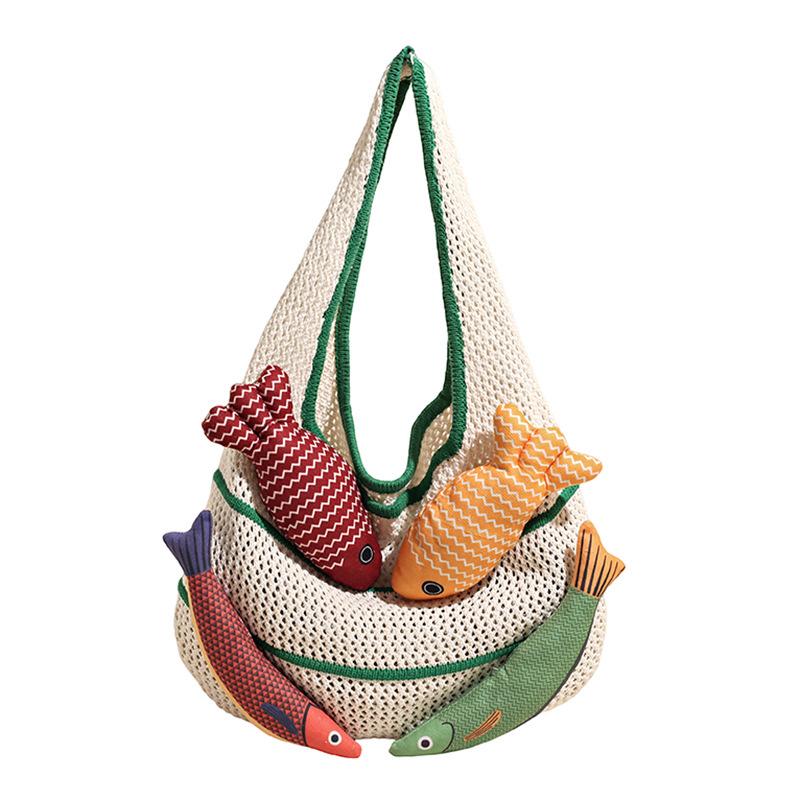 Hand-woven Tote Bag Summer High-capacity Dopamine Knitted Bag New Commuter Shoulder Bag