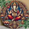 Vintage Ganesh Round Metal Wall Art Home Decor