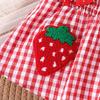 2pcs/set Strawberry Embroidered Toddler Baby Girl Outfit Plaid Bows Toddler Clothes Set  6M-3Y