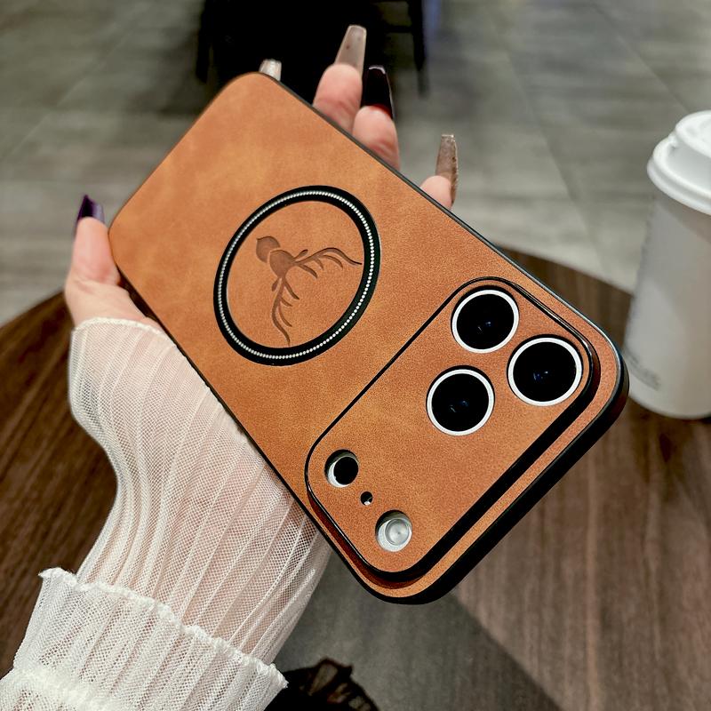 Leather Dear Head Case For For Iphone 17 16 15 14 13 12 11 Pro Max ProMax 17Pro For Iphone17 16Pro Wireless Charge Covers