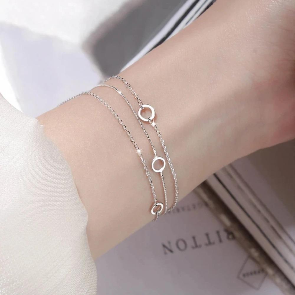 925 Silver Double Love Heart Hollow Beads Bracelet Adjustable Romantic Jewelry for Women Fashion Classic