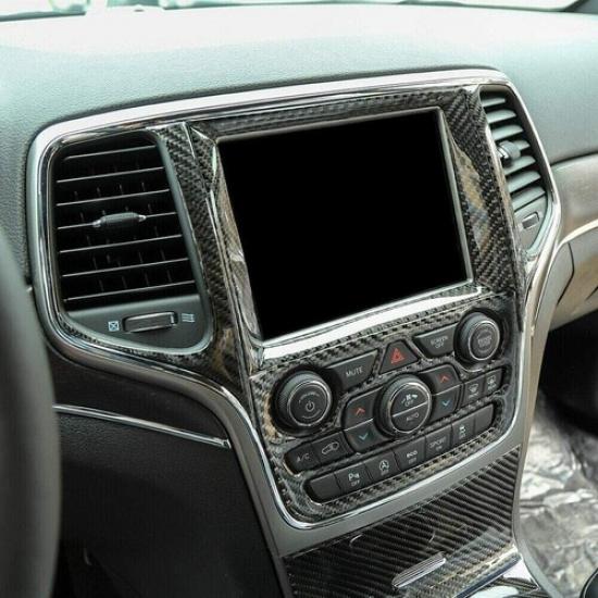 Panel pokrywy panelu nawigacji GPS z włókna węglowego do Jeep Grand Cherokee 14-19