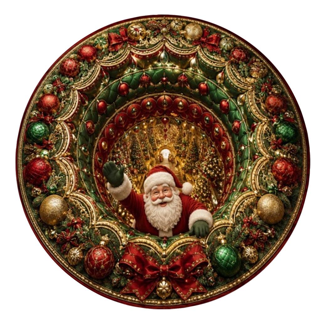 3D Christmas Round Floor, Velvet, 60 60 Cm, Festive Holiday Home Decor