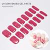 16Tips UV Semi-Cured Gel Nail Art Stickers Combo Pack Glitter High-Gloss Water-Proof Polish Wraps Full Cover Manicure Nails