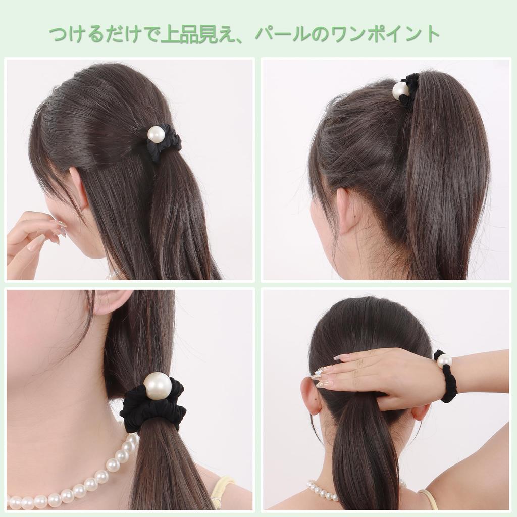 hair for Elegant and suitable for women with thick Perfect for everyday or as a Pearl-trimmed tie, scrunchie-style, women. simple, hair. wear,