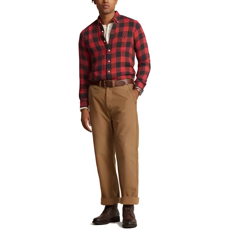 Polo Ralph Lauren Classic Fit Kariertes doppelseitiges Hemd Herrenhemden Rot 710916590-003
