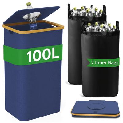 Găleată de colectare deșeuri de grădină și menaj, 100L/26 galoane, cu sac interior detașabil și reutilizabil, din pânză Oxford, și pliabilă.