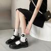 Fashion Comemore Shoes for Women Vintage Round Toe Black Mary Jane Shoe Sweet Girls Low Heel Platform Lolita Loafers Black Women's Pumps