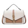Fashion Luxury PU Leather Women's Square Crossbody Bag Top Handle Mini Satchel Flap Handbag Contrast Color Trendy Shoulder Bag