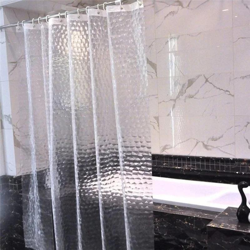 New 3D Bathroom Bath Shower Curtain Transparent Thicker Waterproof Curtain Convenient and Simple Blocking is Tight