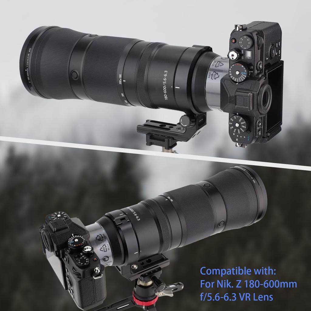Haoge LMR-Z186 Lens Color Nikon Nikkor Z 180-600mm f/5.6-6.3 VR Lens Tripod Mount Ring with Built-in Arca-Type Quick Release Plate