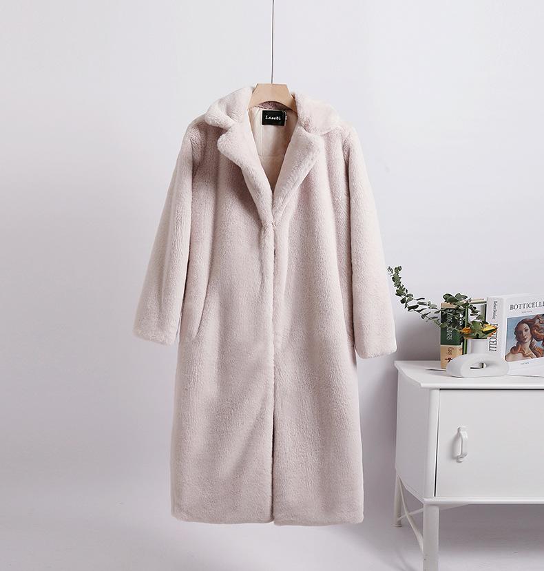 Fur jacket extended large size women's imitation rabbit fur coat to keep warm in winter