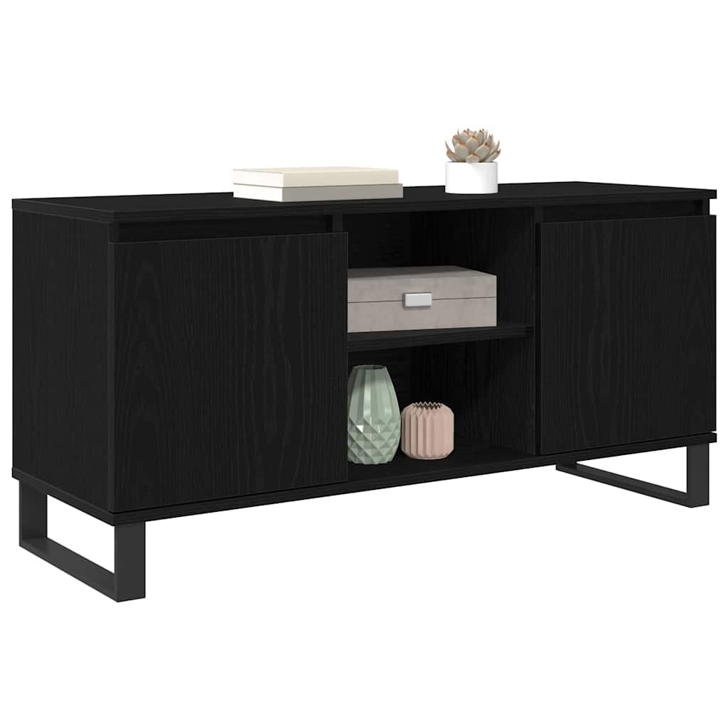 TV Stand Black Oak Effect 104 x 35 x 50 cm Engineered Wood
