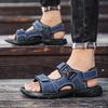 Sommersandalen für Herren, PU-Leder, leicht, offene Zehenpartie, flach, Freizeitschuhe für Herren, Outdoor-Wandersandalen für Herren, Strandschuhe, Größe 39–46