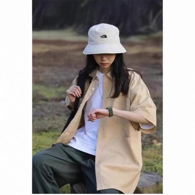 

Japanese Style Solid Color Short Sleeve Shirt for Men and Women - Trendy, Loose, Casual Korean and Hong Kong Inspired Top (2025). XXL хакі