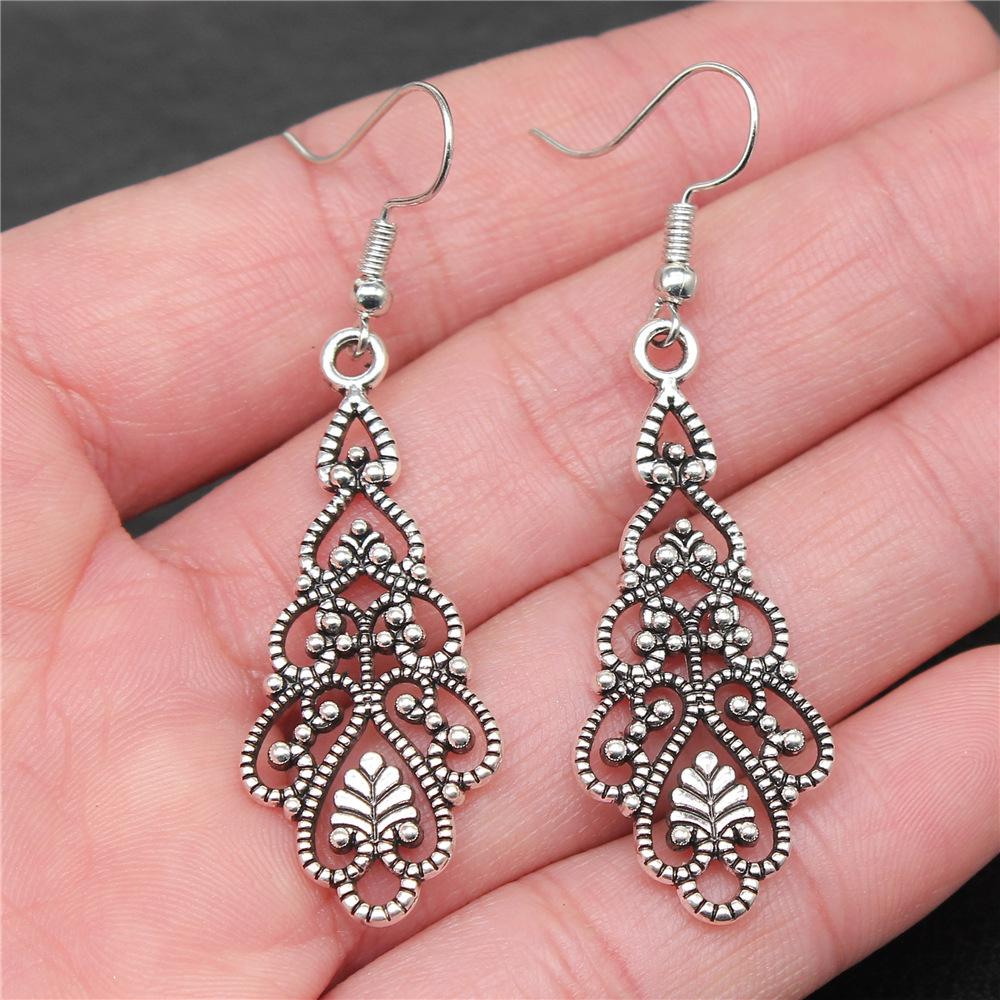 38 Styles Women Ethnic Style Jewelry Earrings Bohemia Carved Round Oval Waterdrop Flower Pattern Dangle Earrings Drop Earrings