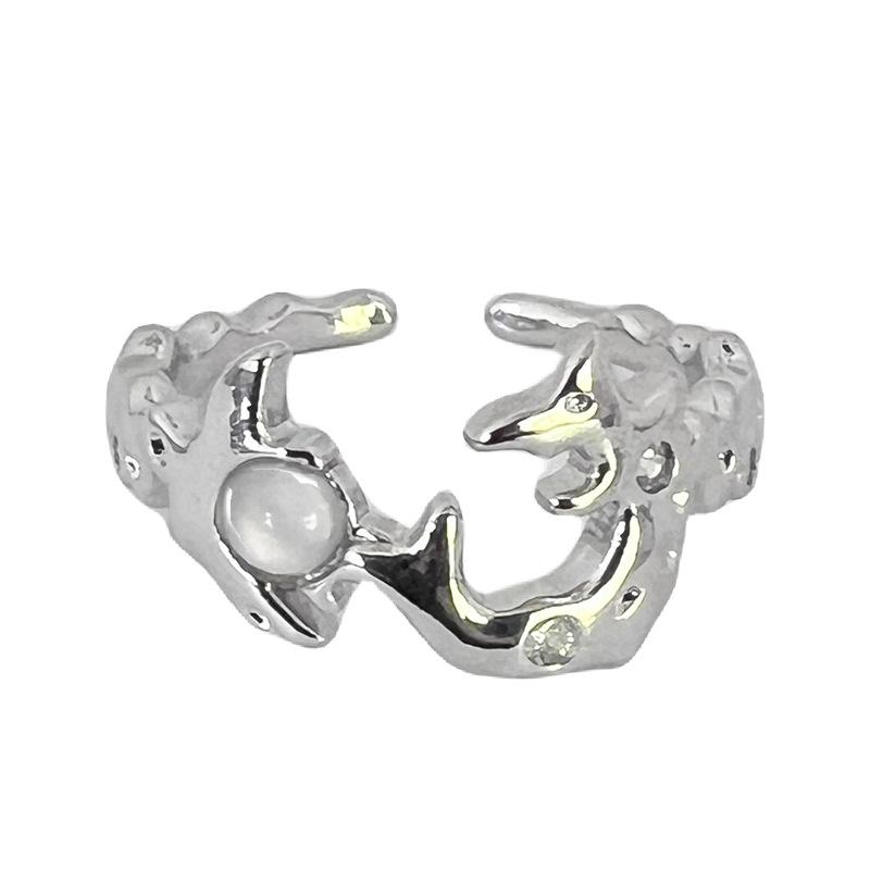 Irregular French Pleated High-End Open Ring Cold Wind Simple Full Of Diamonds Zircon Personality Ring Female