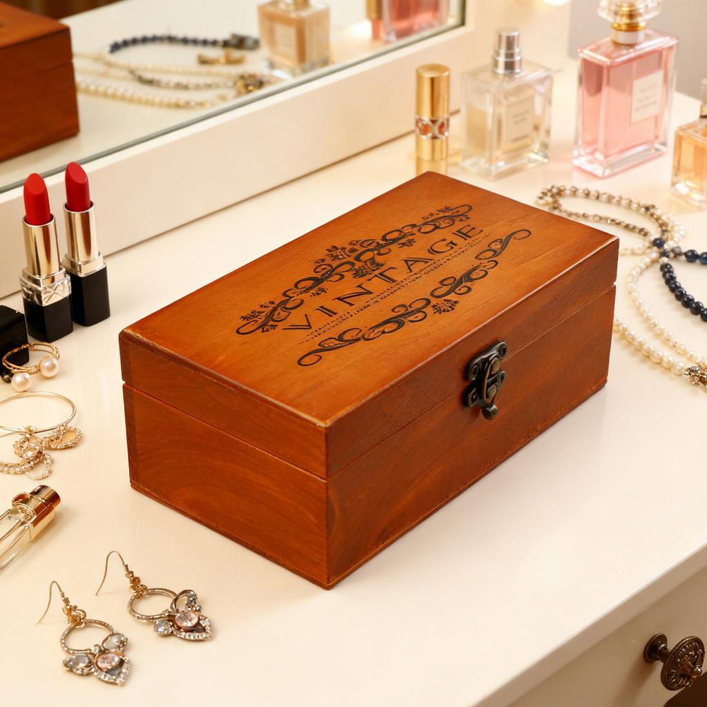 Lockable Vintage Wooden Treasure Chest for Storing Memories Letters and Valuables Perfect Addition To Home Decor
