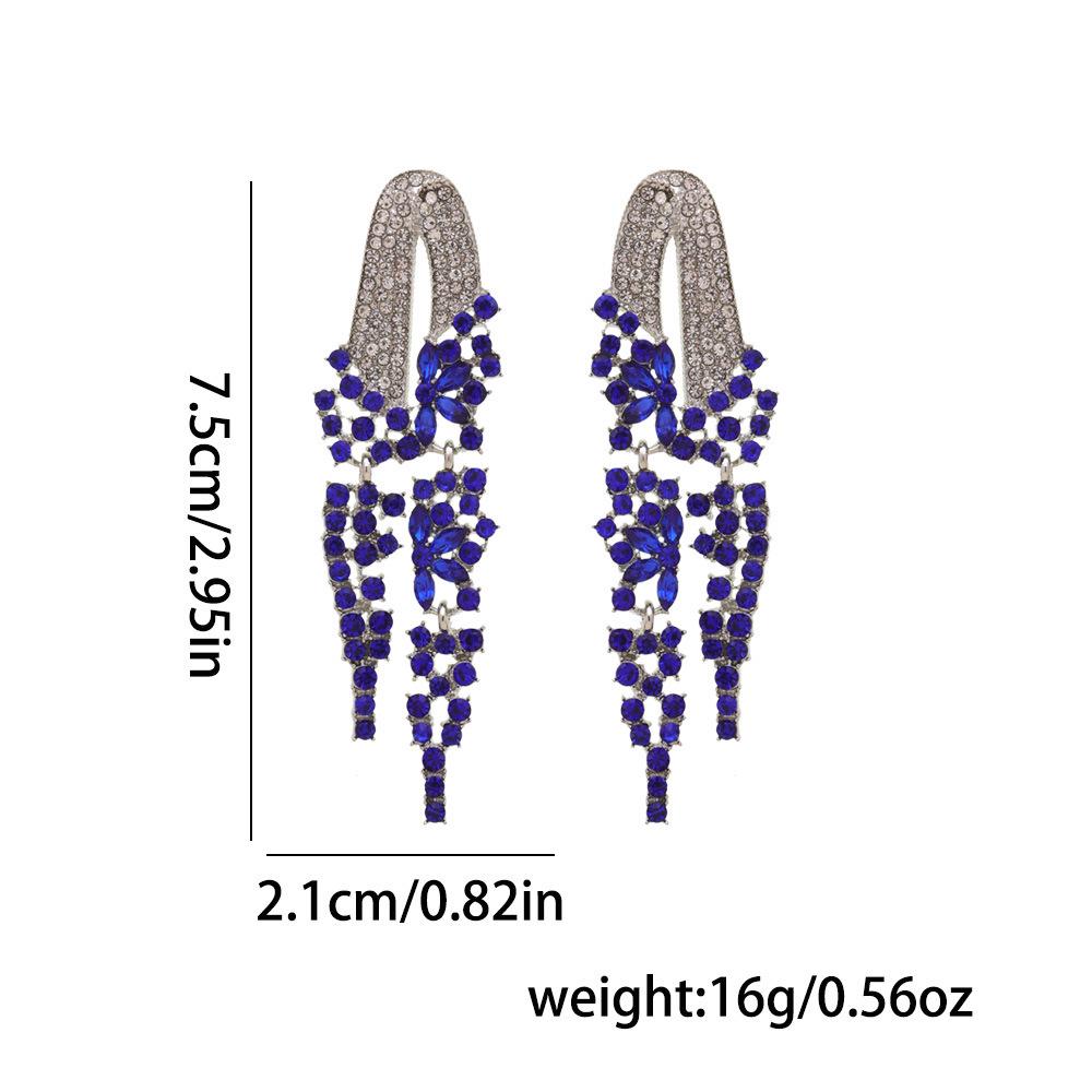 Luxury Colored Gem Tassel Earrings: High-End Diamond Long Dangle Earrings for Evening Gowns