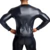 Herren Kunstleder Langarm Enganliegend Rundhals Biker-Stil Slim Fit T-Shirts