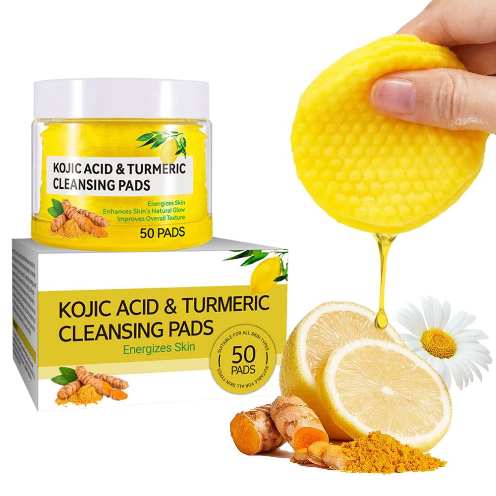 New Turmeric Kojic Acid Cleansing Pads Exfoliating Pads Facial Sponges For Cleansing Exfoliating Daily Cleansing Skin Care