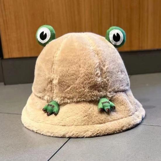 Winter Fischerhut Cartoon 3D Frosch Design Verdickt Winddicht Warm Plüsch Fischerhut Damen Outdoor Aktivitätszubehör