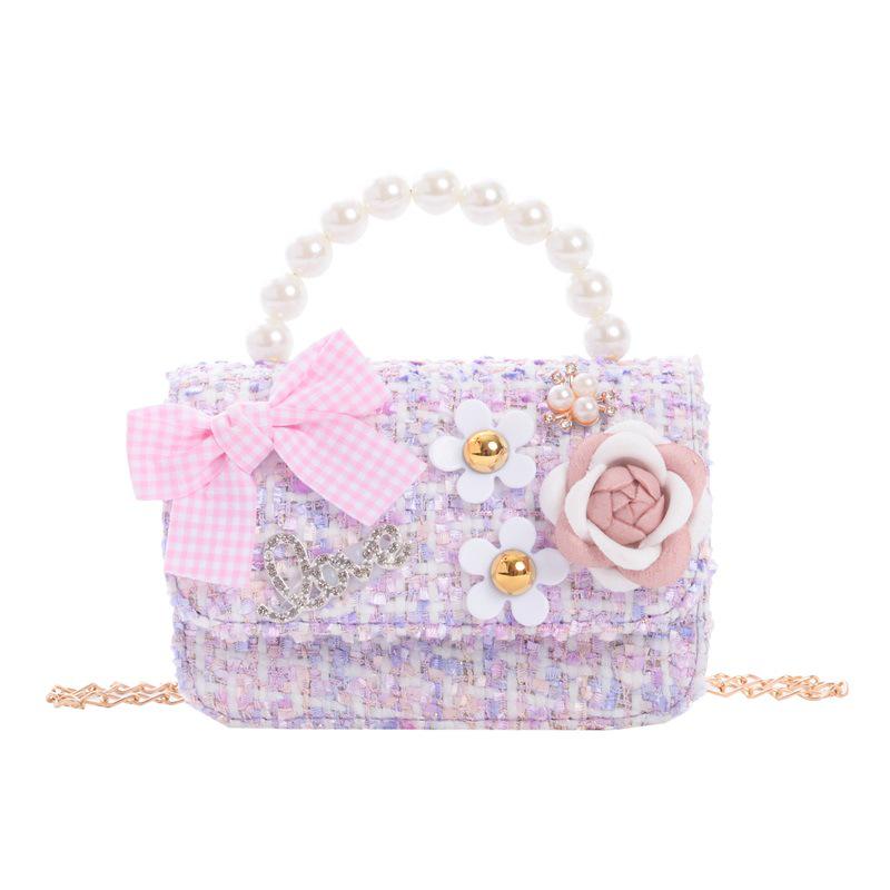 Koreanische Kamelie Schleife Perlen Schulter- und Crossbody-Tasche für Kinder