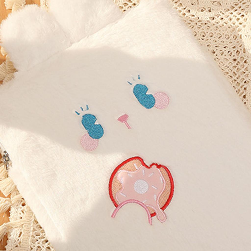 Plush Cute Rabbits Laptop Sleeve Bag Reduce Friction Good Protection Tablet Carrying Case for Outdoor Home White