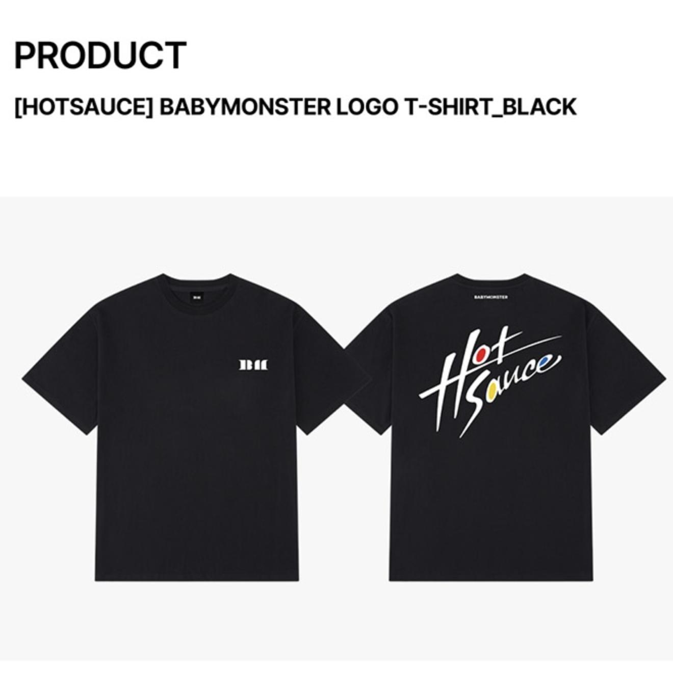 

[HOTSAUCE] ФУТБОЛКА С ЛОГОТИПОМ BABYMONSTER (Белый черный) M, L, XL чёрный