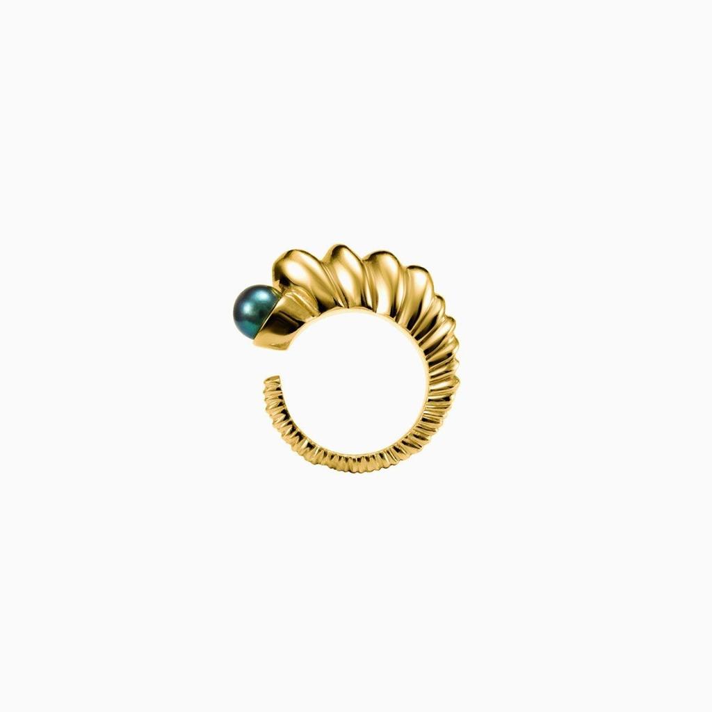 Fashion Commuter Must Enter, Unique Copper Plated 18K Real Gold Inlaid Glass Bead Ring, Women'S Niche Simple Ring