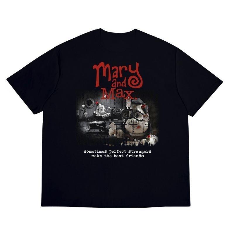 Mary and Max Movie Peripheral T-shirt, American Retro Short-sleeved Shirt