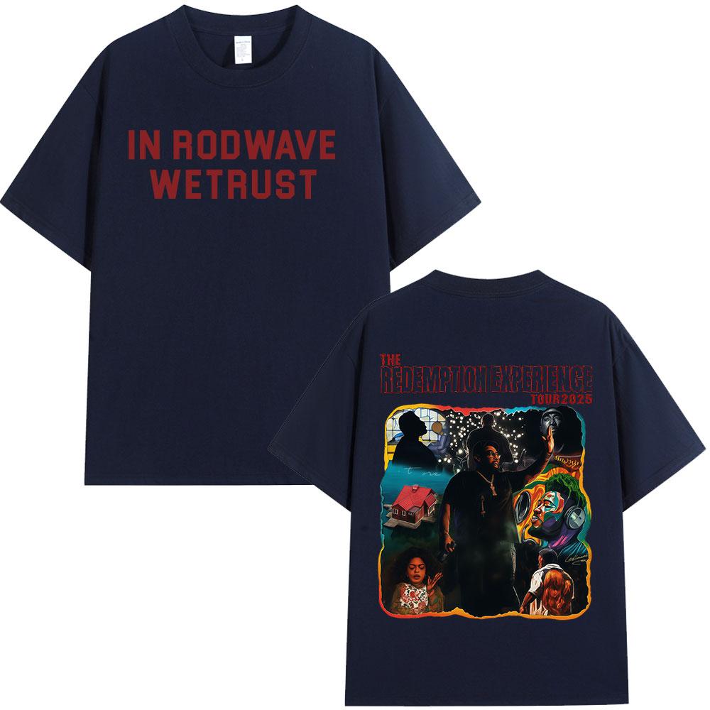 Rapper Rod Wave The Redemption Experience Tour 2025 Merch Tshirt Mens Hip Hop Fashion Pure Cotton Tshirt