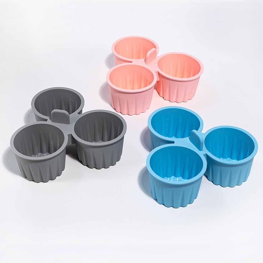 Reusable Design Steamed Egg Mold 3 Grids Air Fryer Baking Cup Silicone Muffin Pan  Baking Kitchen