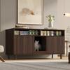 Mobile per Lettiere per Gatti con Tappetino Raccogli Sabbia, Mobile per Animali Domestici con Ripiano, Credenza/Mobile TV per Animali Domestici, senza Vaschetta per Lettiera, 120x50x66cm, Colore Noce