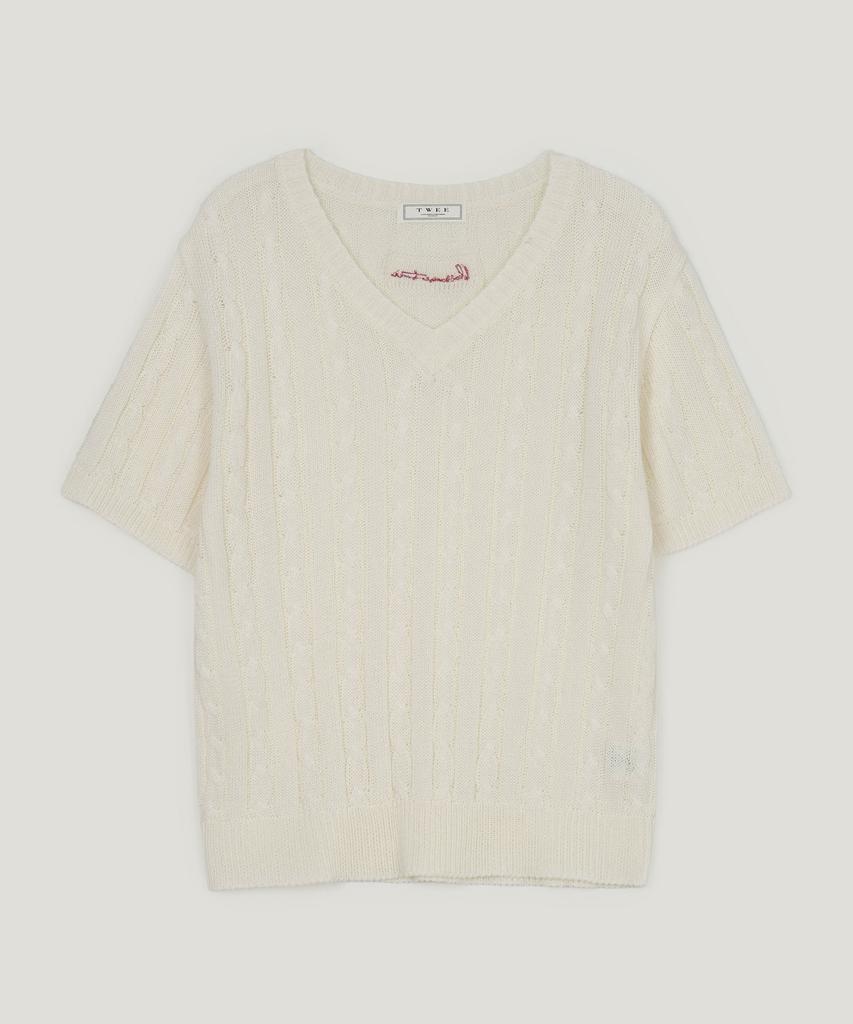 Teuwi Terril Cable V-Sleeve Short Sleeve Knit