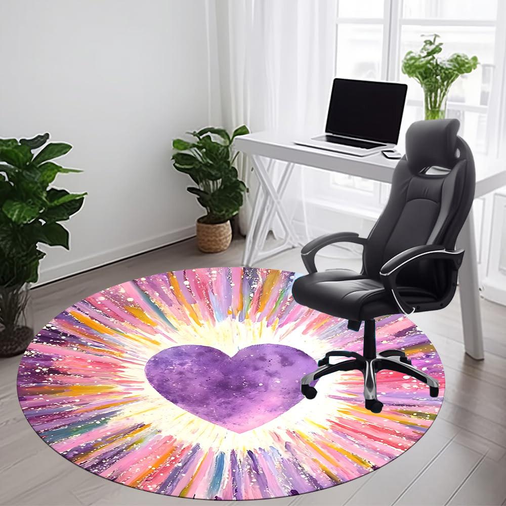 1pc Heartburst Office Round Area Rug,  Mat Suitable ForOffice, Under Office Chairs Bedroom Living Room Home Decor, Room Deco