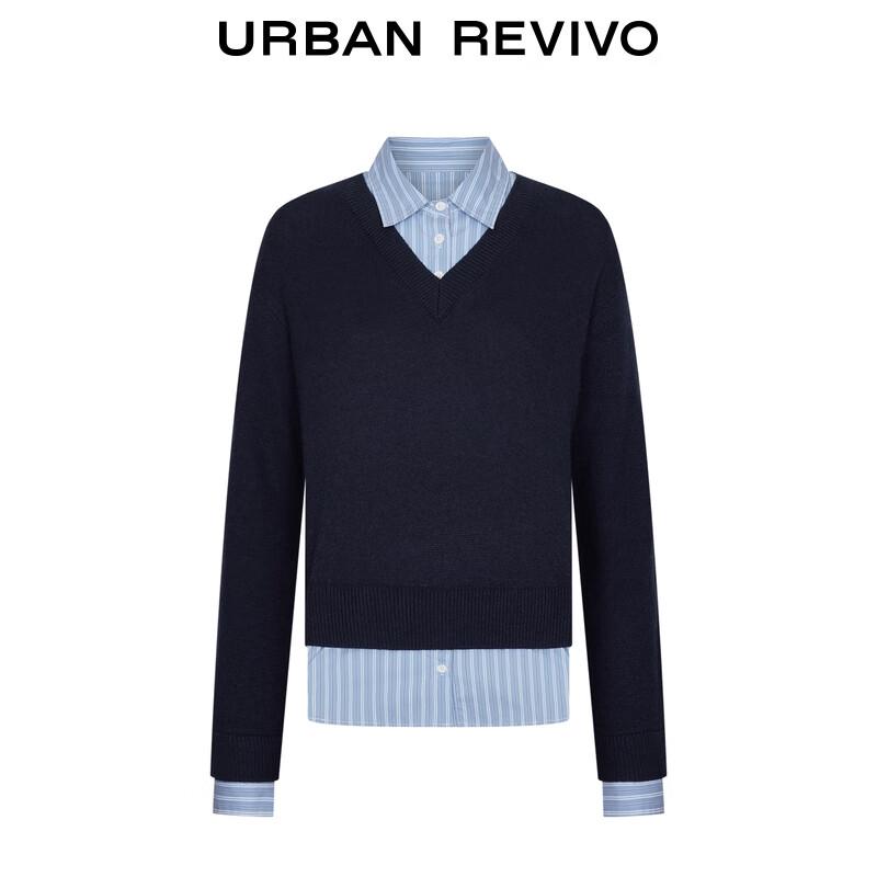 UR Women's Faux Two-Piece Color-Block Stripe Knit Top