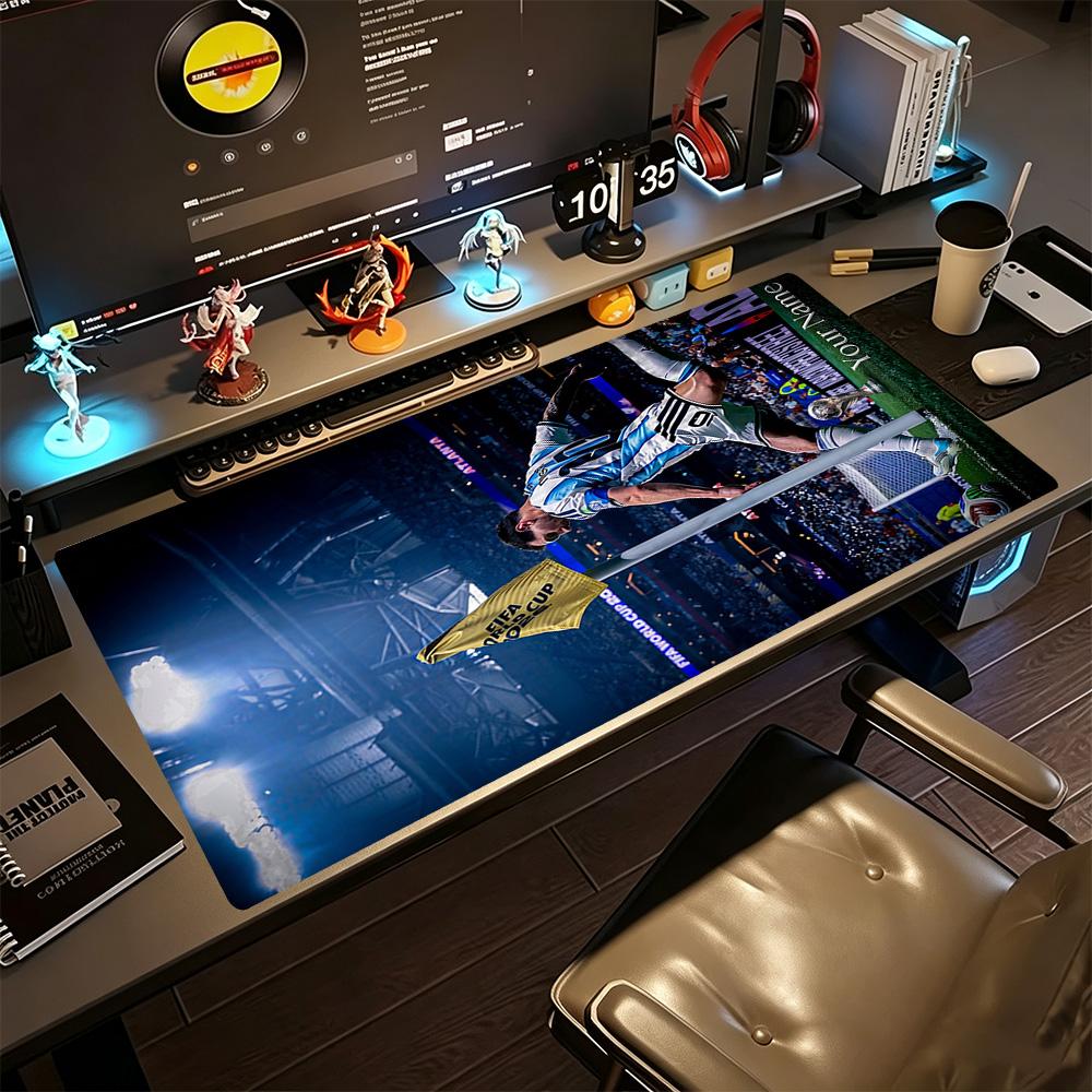 Football Messi Customized Name Mouse Pad Gaming Laptop Mouse Pad Ultra-Long Desk Mat Non-Slip Rubber Base Perfect for Office Laptop Gaming Setup
