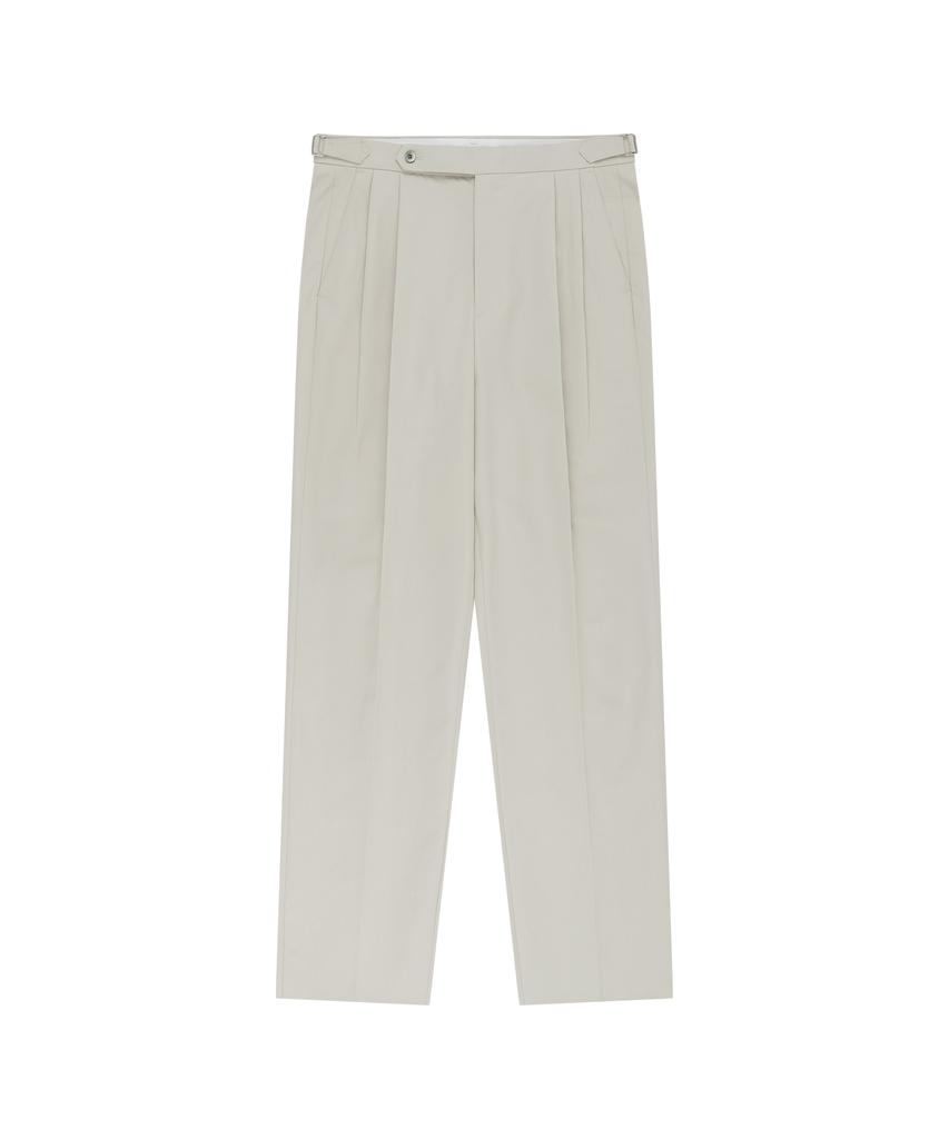 BELLIEF Essential Cotton Twill Adjust 2-Pleated Relaxed Chino (Light Beige)