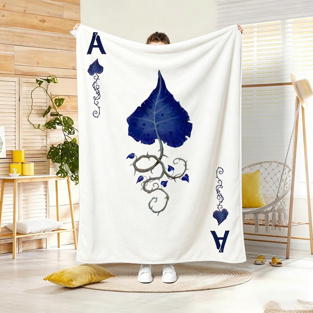Artwork A-A playing cards Throw Lightweight 240g Flannel Blanket Soft Skin-friendly for Summer Cooling