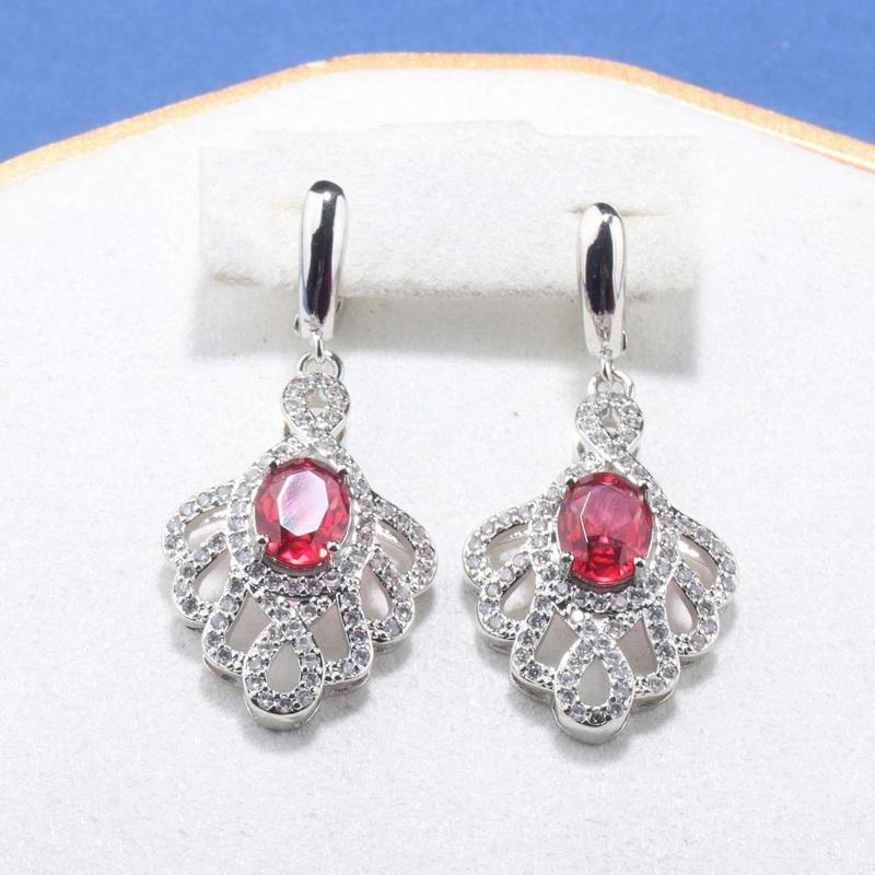 Original Design Rose Red Big Jewelry Hight Quality Zircon Fashion Accessories 5-Piece Sets Women Wedding-Party Costume