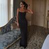 2026 Summer Polka Dot Long Dress Women Sexy Contrast Sleeveless Backless Slim High-Waist Female Bodycon Maxi Dress For Holiday